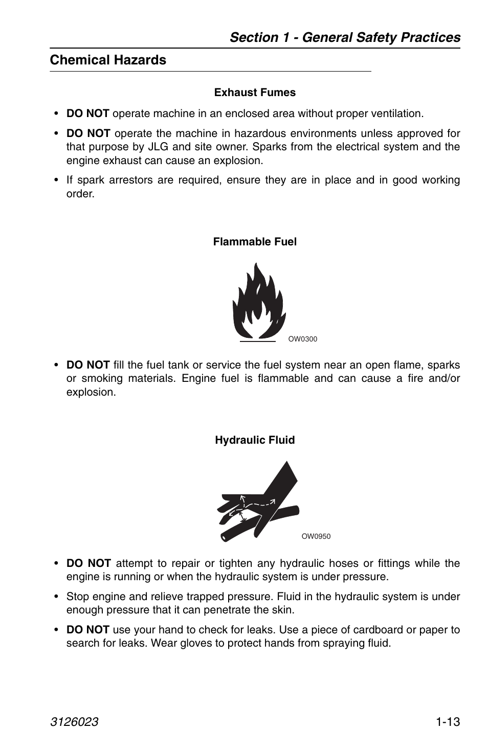 Chemical hazards, Chemical hazards -13 | JLG 266 LoPro Operator Manual User Manual | Page 23 / 140