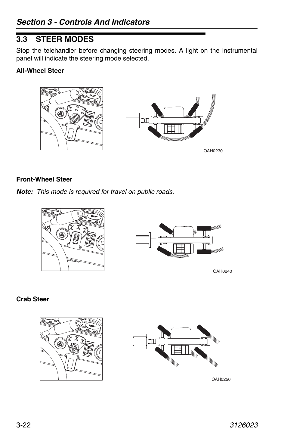 3 steer modes, 3 steer modes -22 | JLG 266 LoPro Operator Manual User Manual | Page 56 / 140