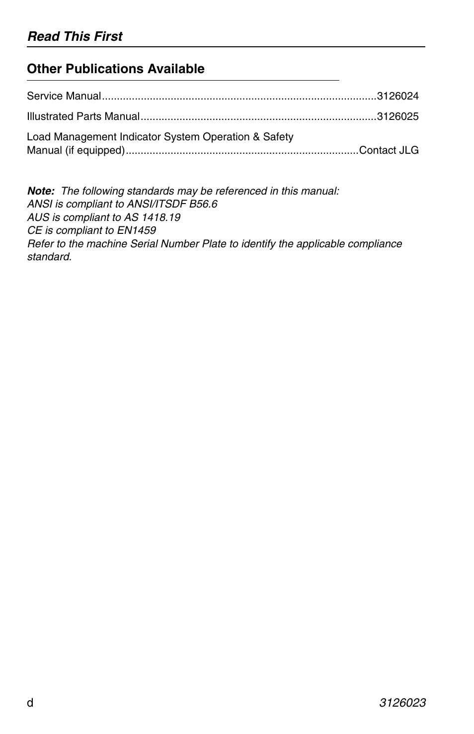 JLG 266 LoPro Operator Manual User Manual | Page 6 / 140