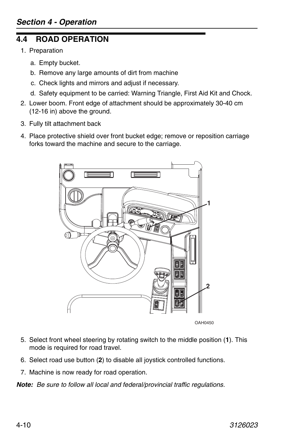 4 road operation, 4 road operation -10 | JLG 266 LoPro Operator Manual User Manual | Page 70 / 140