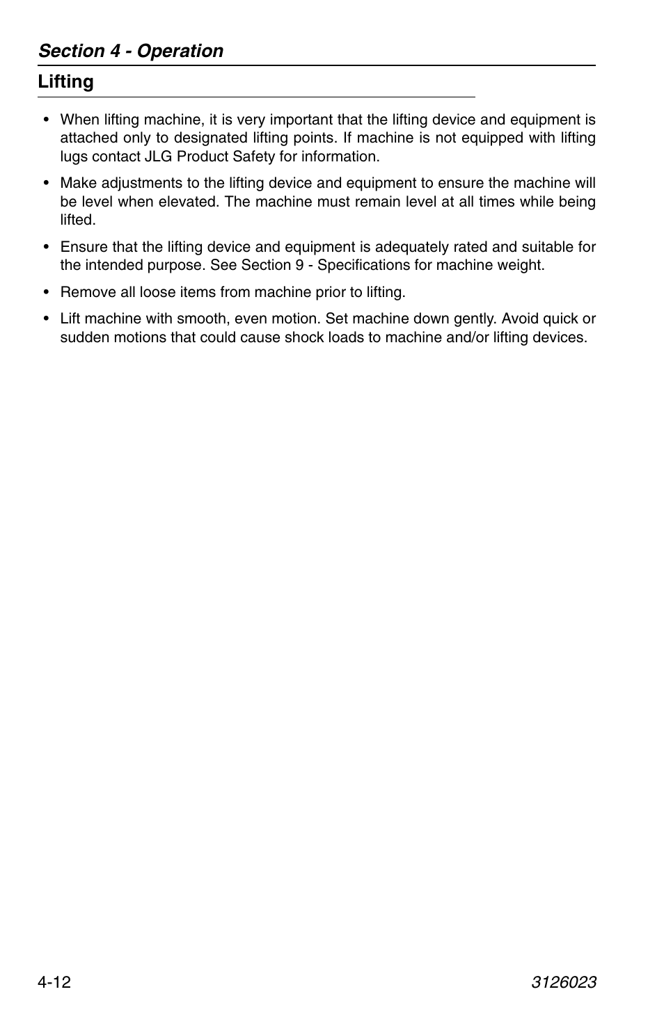 Lifting, Lifting -12 | JLG 266 LoPro Operator Manual User Manual | Page 72 / 140