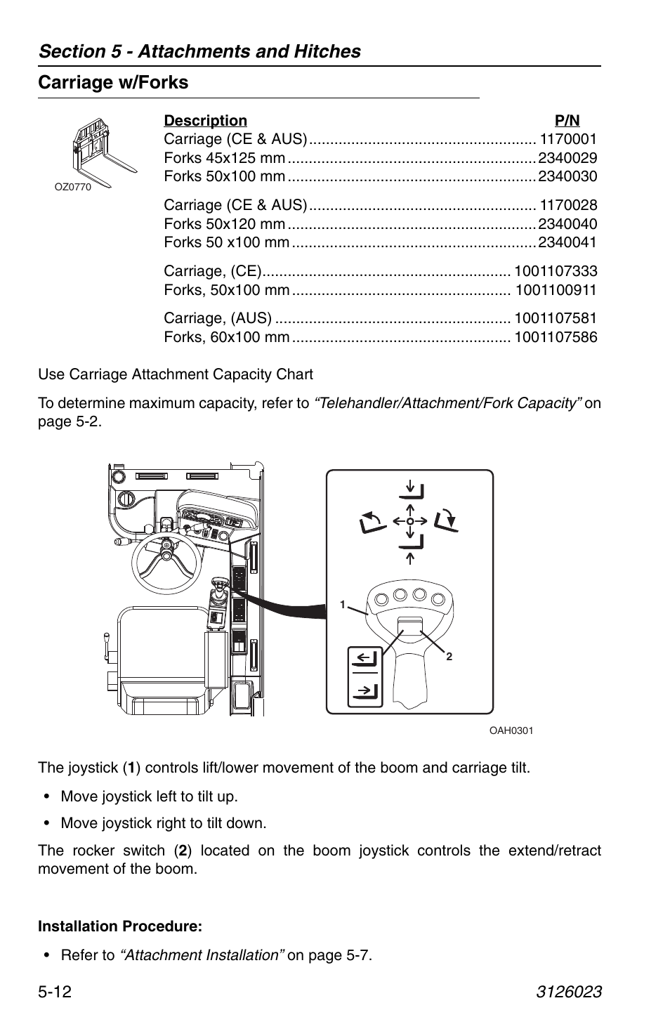 Carriage w/forks, Carriage w/forks -12 | JLG 266 LoPro Operator Manual User Manual | Page 84 / 140