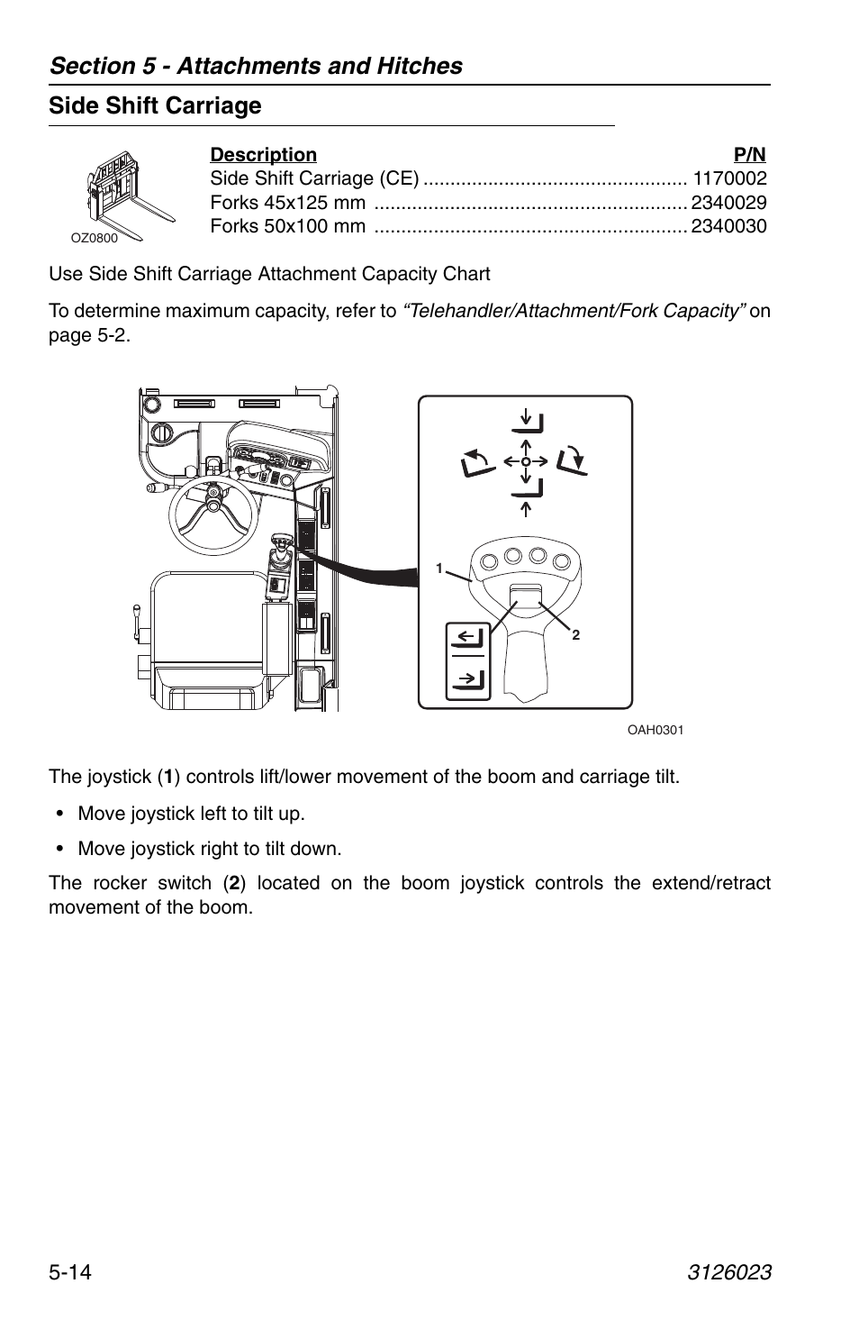 Side shift carriage, Side shift carriage -14 | JLG 266 LoPro Operator Manual User Manual | Page 86 / 140