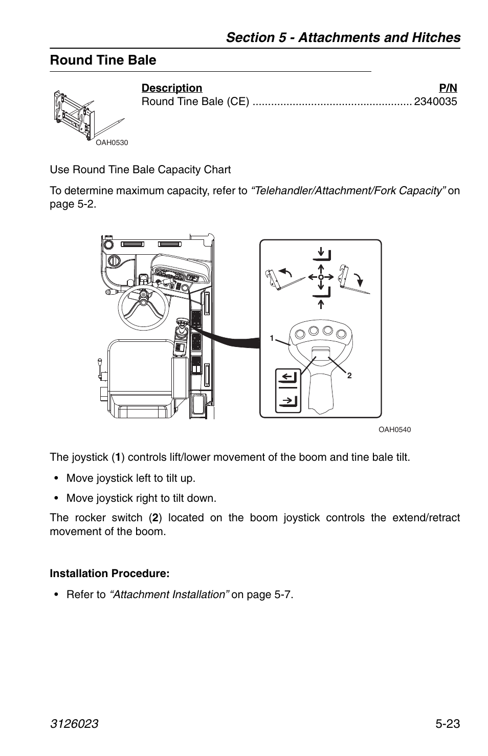 Round tine bale, Round tine bale -23 | JLG 266 LoPro Operator Manual User Manual | Page 95 / 140