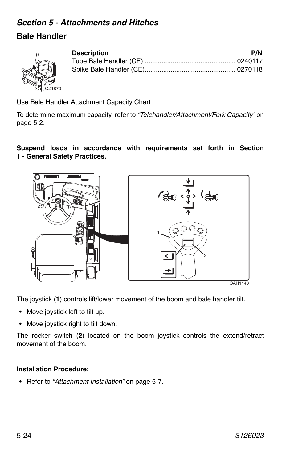 Bale handler, Bale handler -24 | JLG 266 LoPro Operator Manual User Manual | Page 96 / 140