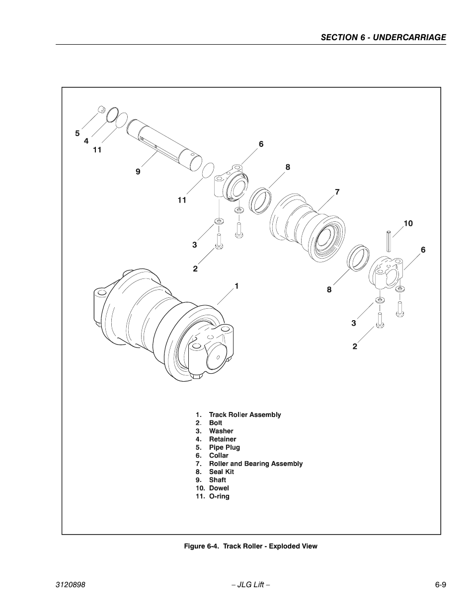 Track roller - exploded view -9 | JLG 600SC_660SJC Service Manual User Manual | Page 113 / 186