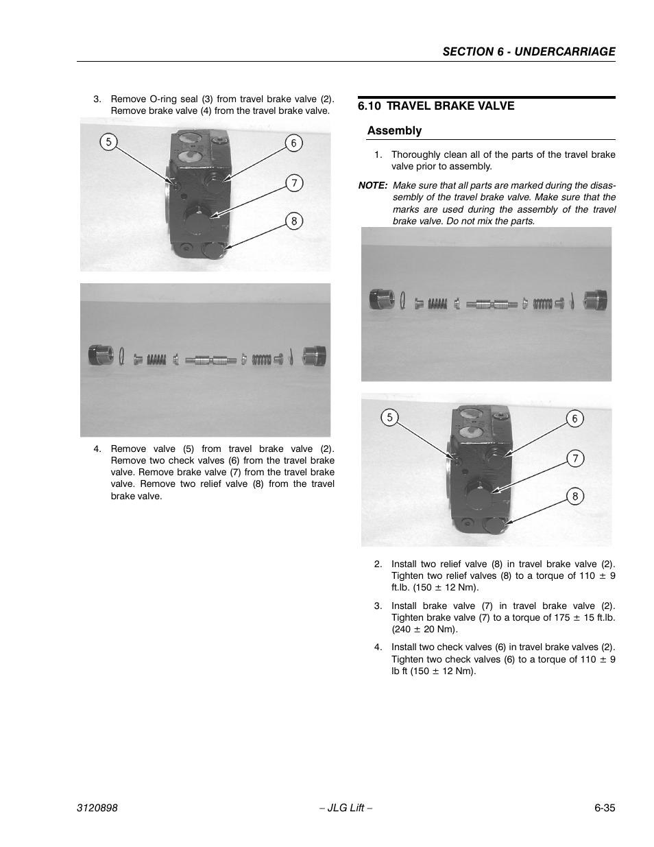 10 travel brake valve, Assembly, Travel brake valve -35 | Assembly -35 | JLG 600SC_660SJC Service Manual User Manual | Page 139 / 186