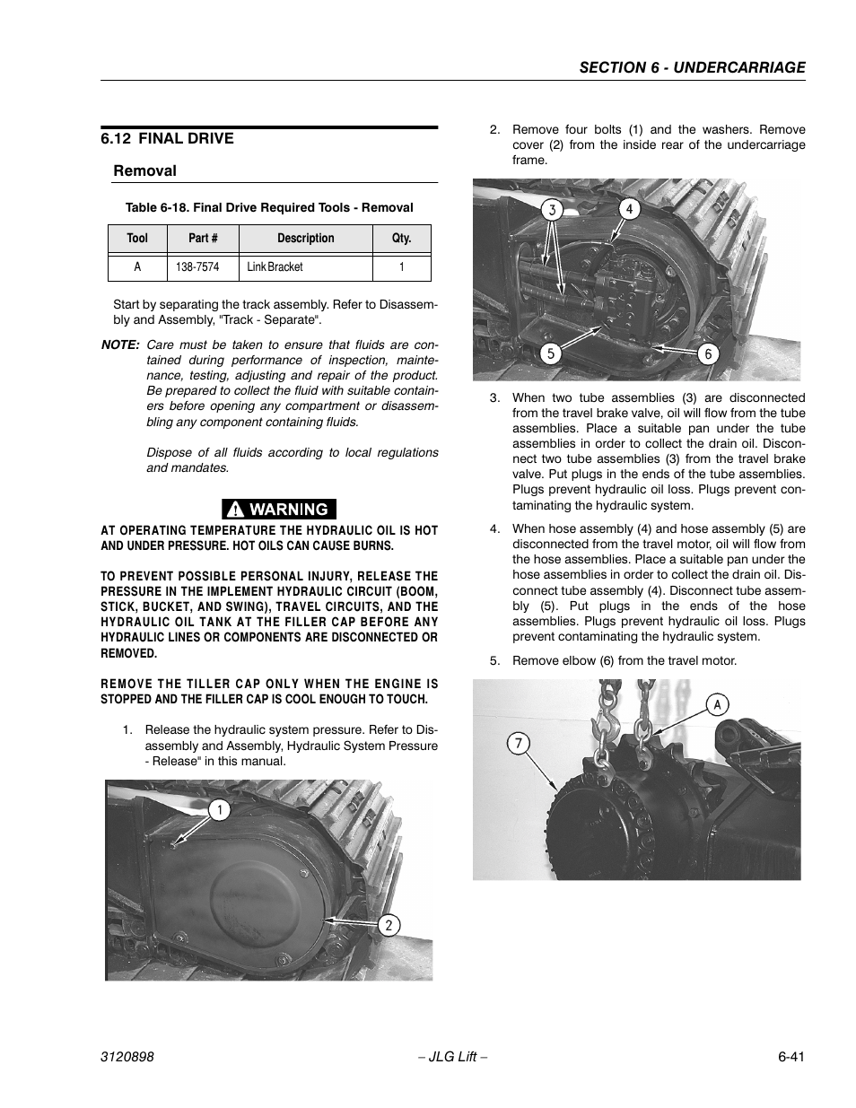 12 final drive, Removal, Final drive -41 | Removal -41, Final drive required tools - removal -41 | JLG 600SC_660SJC Service Manual User Manual | Page 145 / 186