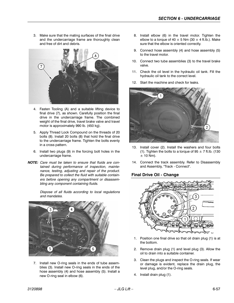 Final drive oil - change, Final drive oil - change -57 | JLG 600SC_660SJC Service Manual User Manual | Page 161 / 186