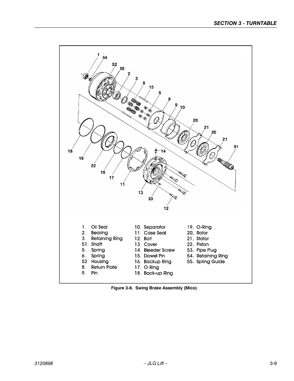 Swing brake assembly (mico) -9 | JLG 600SC_660SJC Service Manual User Manual | Page 39 / 186