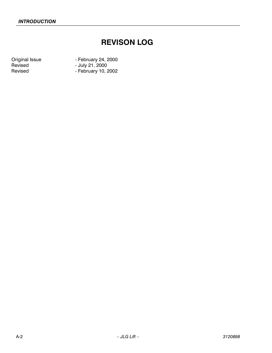 Revison log | JLG 600SC_660SJC Service Manual User Manual | Page 4 / 186