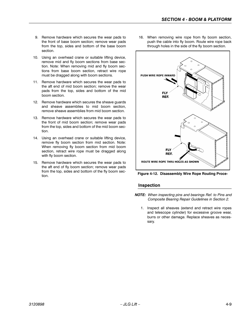 Inspection, Inspection -9, Disassembly wire rope routing procedure -9 | JLG 600SC_660SJC Service Manual User Manual | Page 49 / 186