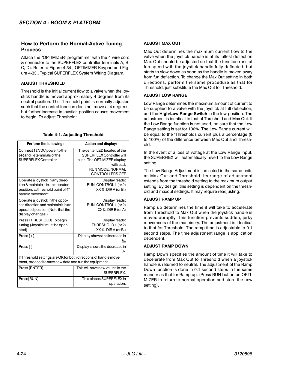 How to perform the normal-active tuning process, Adjusting threshold -24 | JLG 600SC_660SJC Service Manual User Manual | Page 64 / 186