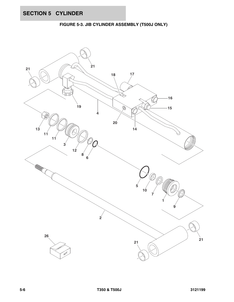 Figure 5-3. jib cylinder assembly (t500j only) | JLG T500J Parts Manual User Manual | Page 180 / 270