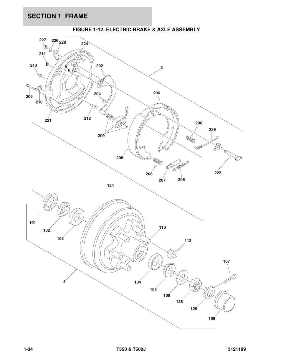 Figure 1-12. electric brake & axle assembly | JLG T500J Parts Manual User Manual | Page 42 / 270