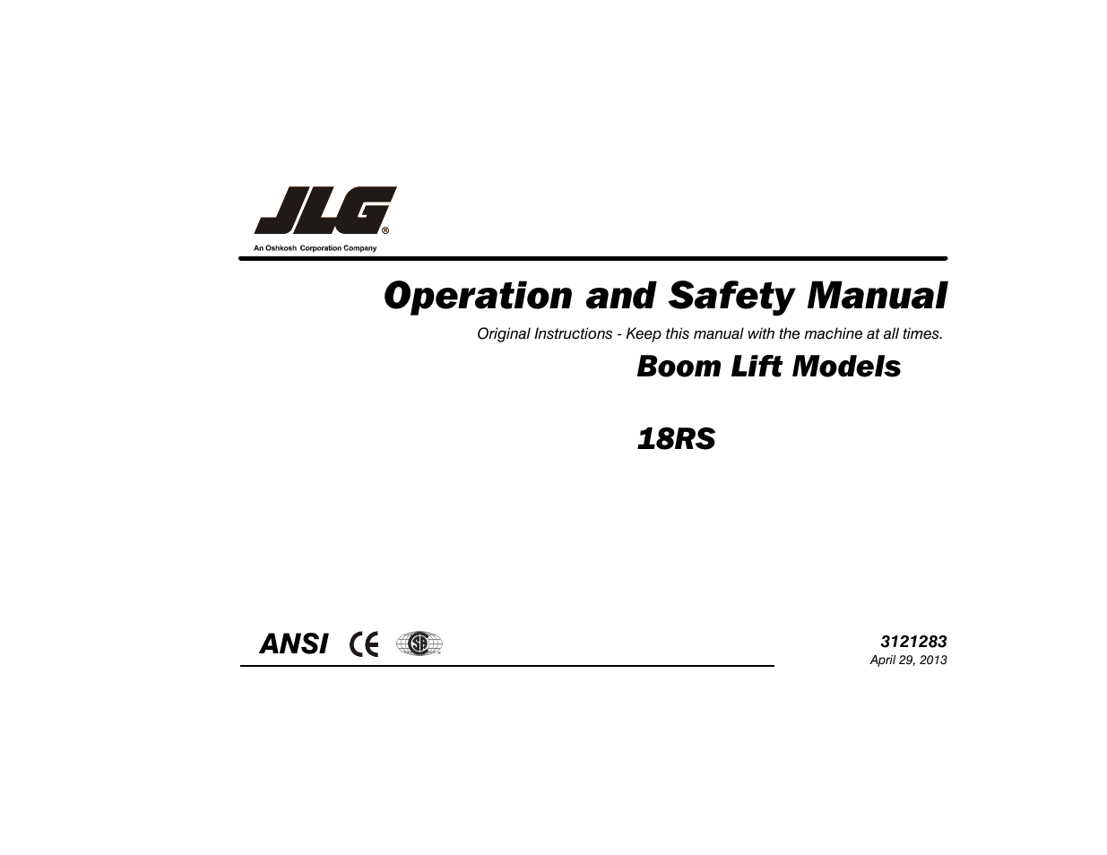 JLG 18RS Operator Manual User Manual | 92 pages