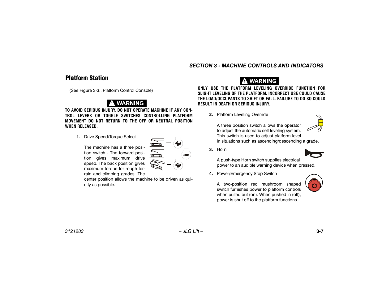 Platform station, Platform station -7 | JLG 18RS Operator Manual User Manual | Page 37 / 92