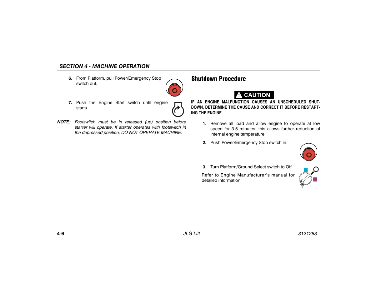 Shutdown procedure, Shutdown procedure -6 | JLG 18RS Operator Manual User Manual | Page 50 / 92