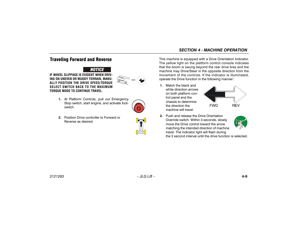 Traveling forward and reverse, Traveling forward and reverse -9 | JLG 18RS Operator Manual User Manual | Page 53 / 92