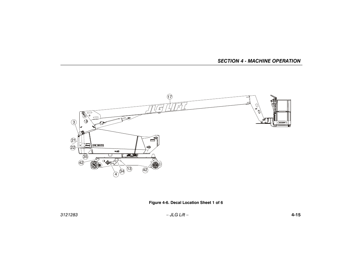 Decal location sheet 1 of 6 -15 | JLG 18RS Operator Manual User Manual | Page 59 / 92