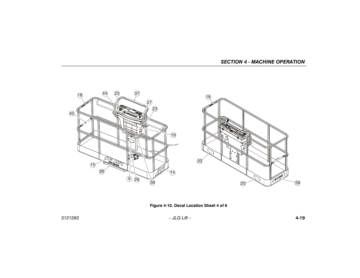 10. decal location sheet 4 of 6 -19 | JLG 18RS Operator Manual User Manual | Page 63 / 92