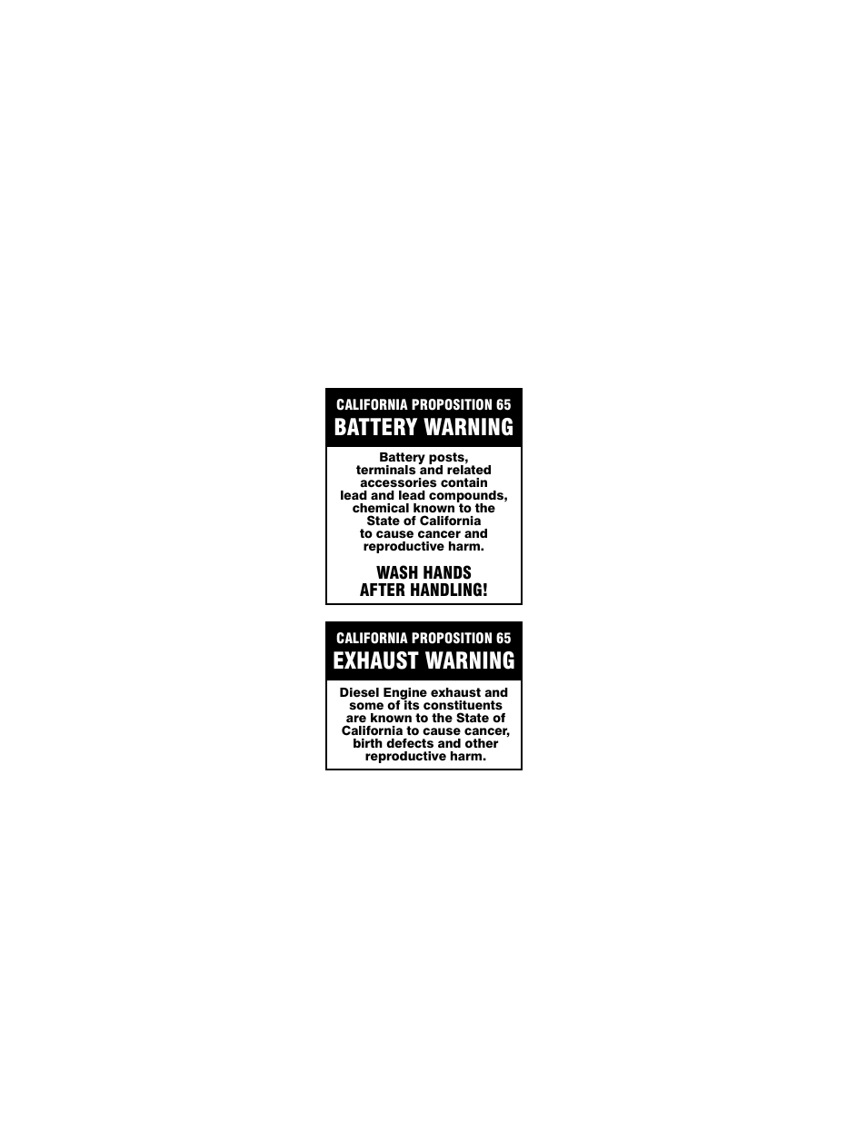 Battery warning, Exhaust warning | JLG G10-43A (0160005444 & After) Operator Manual User Manual | Page 2 / 170