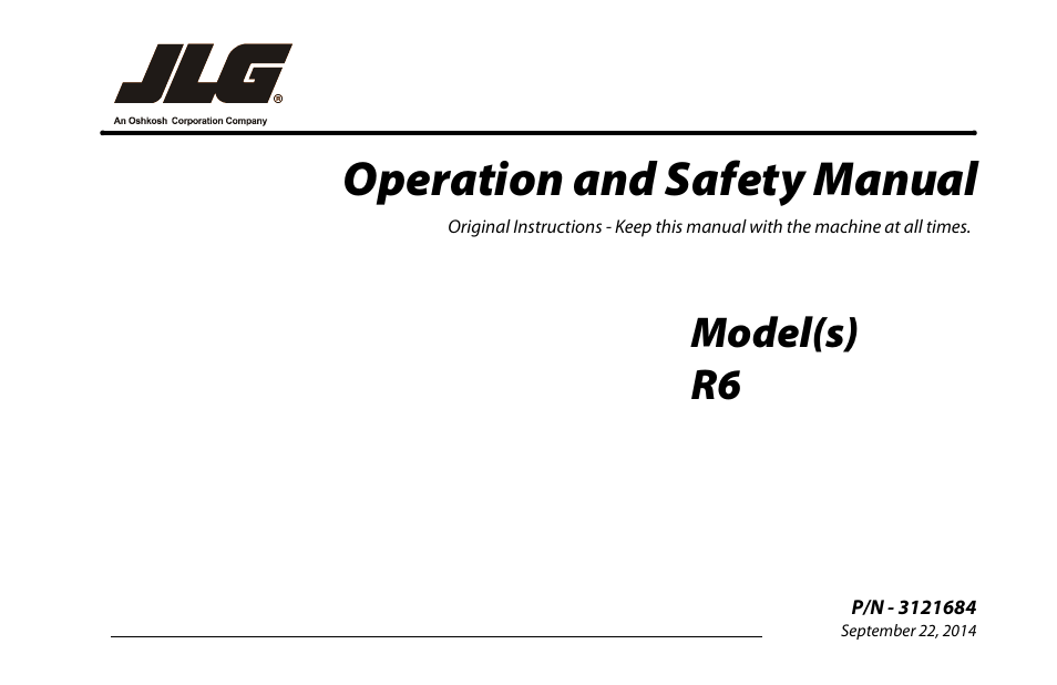 JLG R6 User Manual | 92 pages