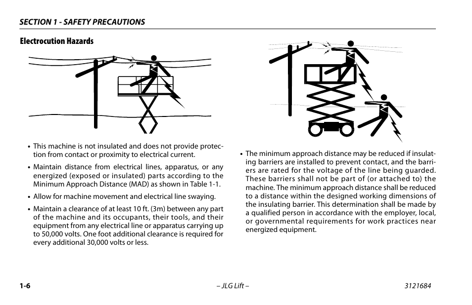 Electrocution hazards, Electrocution hazards -6 | JLG R6 User Manual | Page 16 / 92