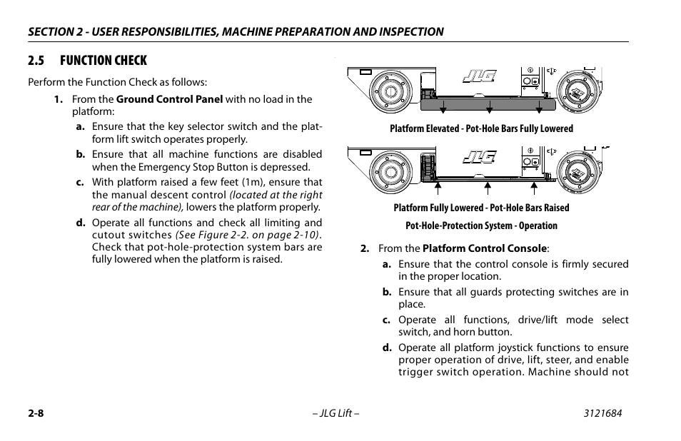5 function check, Function check -8 | JLG R6 User Manual | Page 30 / 92