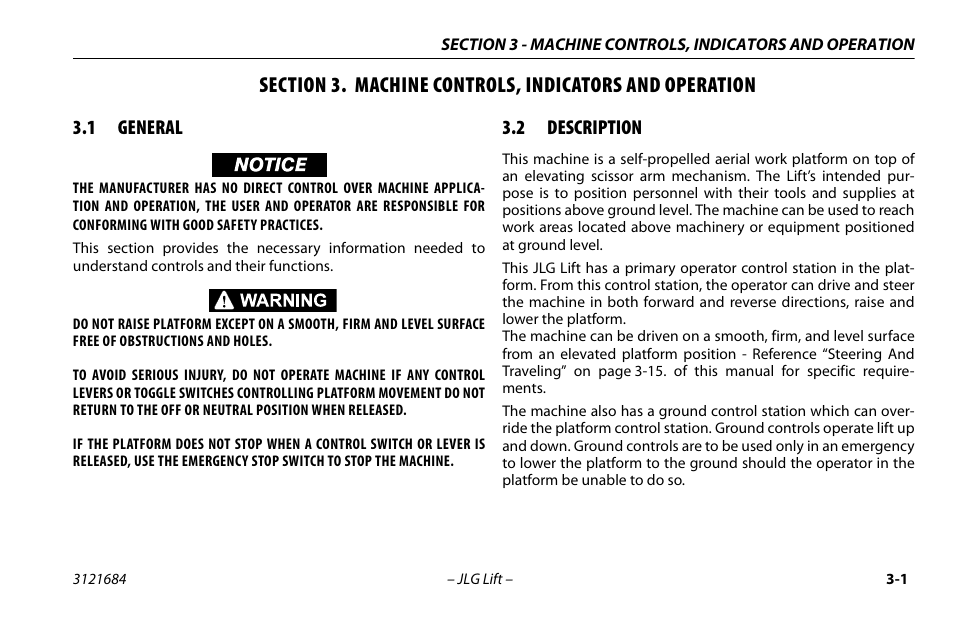 1 general, 2 description, General -1 | Description -1 | JLG R6 User Manual | Page 33 / 92