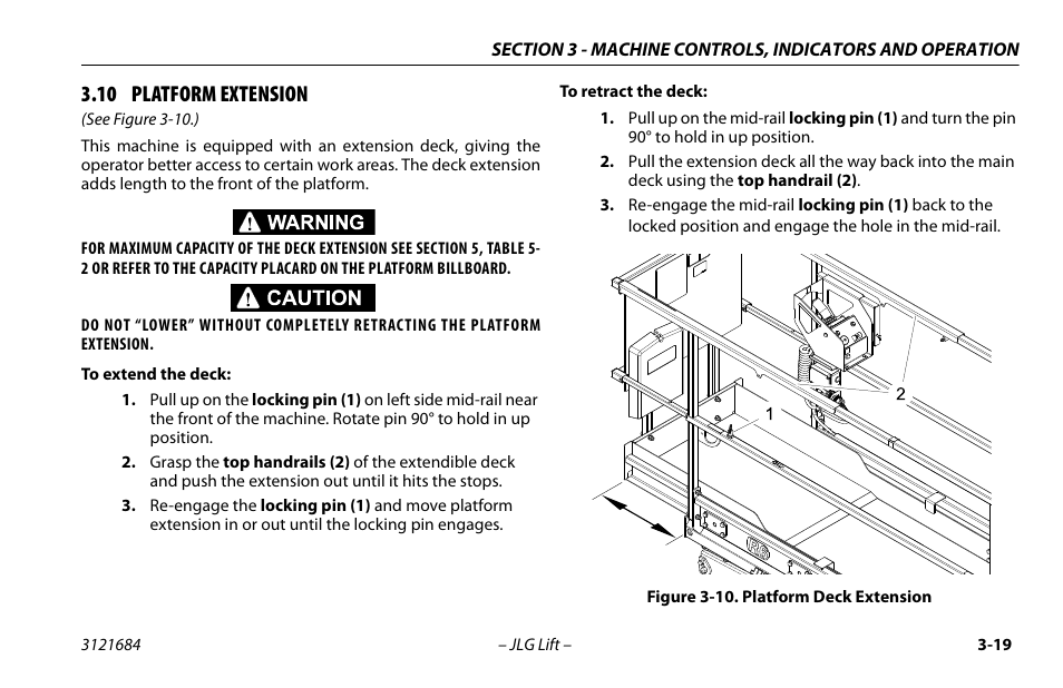 10 platform extension, 10 platform extension -19, Platform deck extension -19 | JLG R6 User Manual | Page 51 / 92