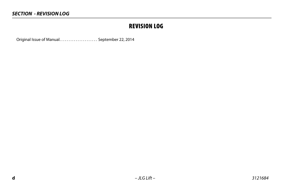 Revision log | JLG R6 User Manual | Page 6 / 92