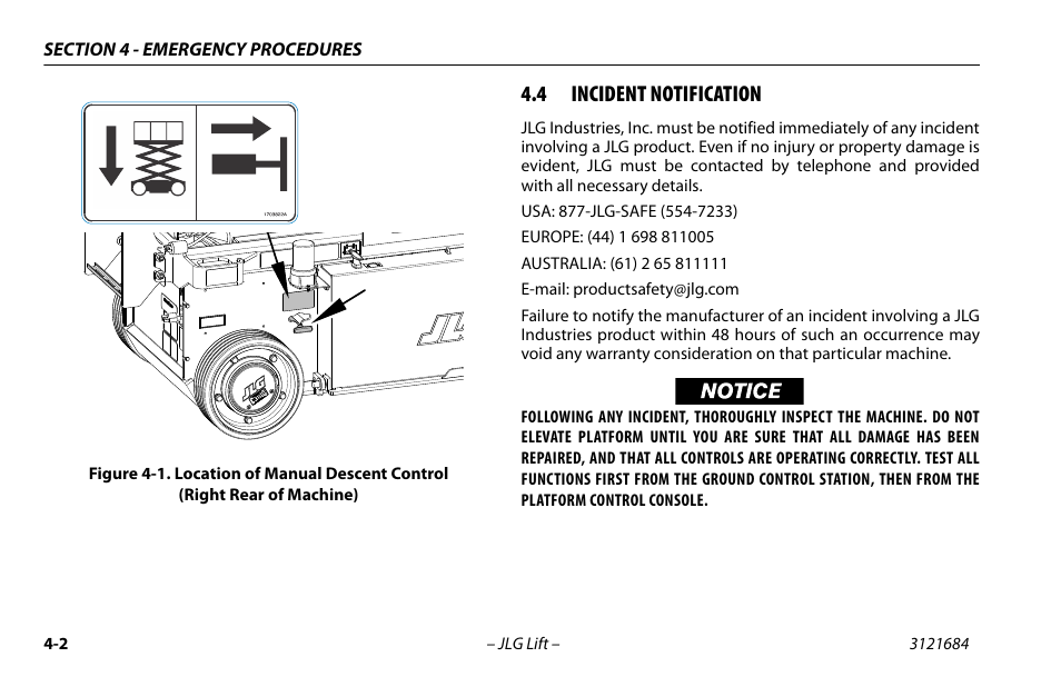 4 incident notification, Incident notification -2 | JLG R6 User Manual | Page 60 / 92