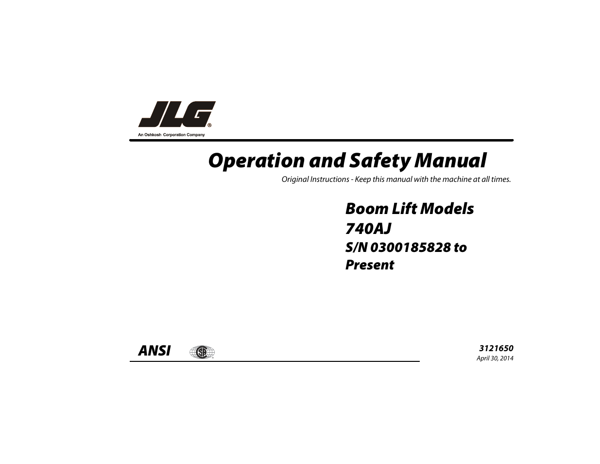 JLG 740AJ ANSI Operator Manual User Manual | 130 pages