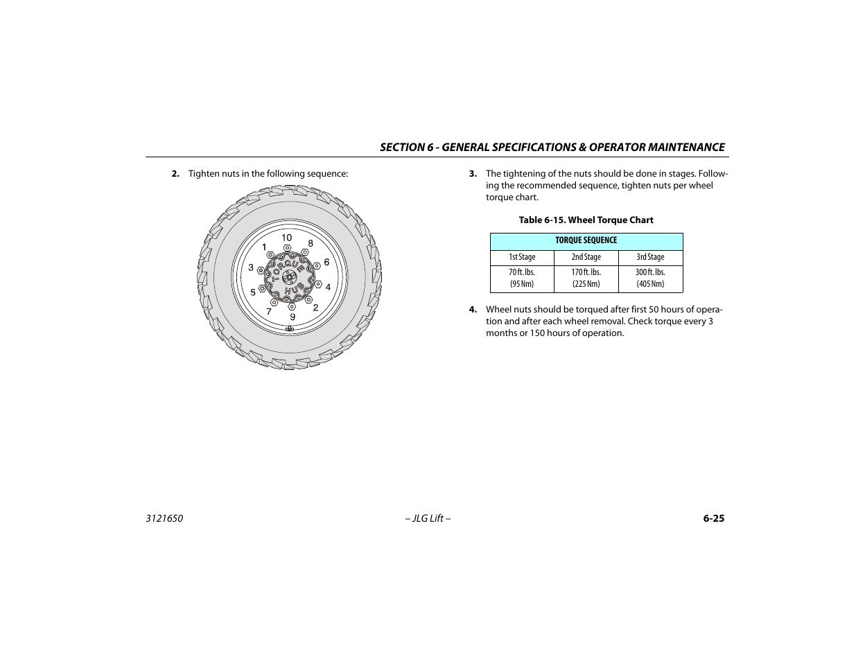 Wheel torque chart -25 | JLG 740AJ ANSI Operator Manual User Manual | Page 121 / 130