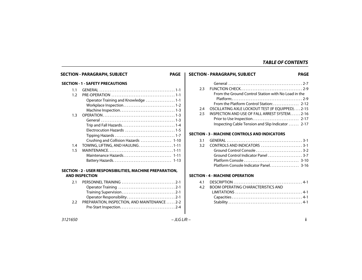 JLG 740AJ ANSI Operator Manual User Manual | Page 7 / 130