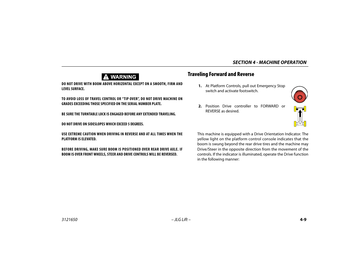 Traveling forward and reverse, Traveling forward and reverse -9 | JLG 740AJ ANSI Operator Manual User Manual | Page 75 / 130