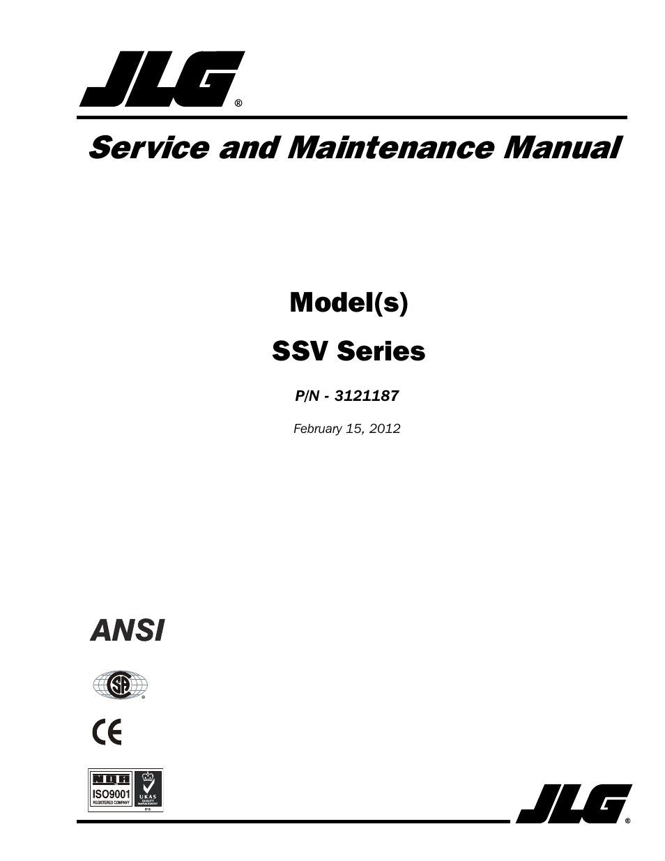 JLG SSV10 Service Manual User Manual | 136 pages