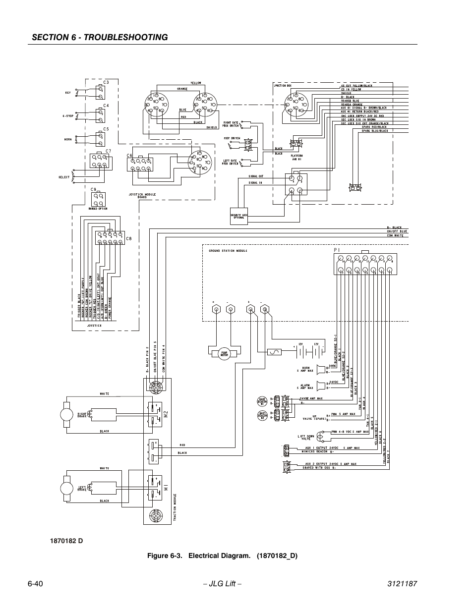 Electrical diagram. (1870182_d) -40, R to figure 6-3. f, Eference figure 6-3., electrical diagram | 1870182_d), Eference figure 6-3, Electrical diagram. (1870182_d) | JLG SSV10 Service Manual User Manual | Page 132 / 136