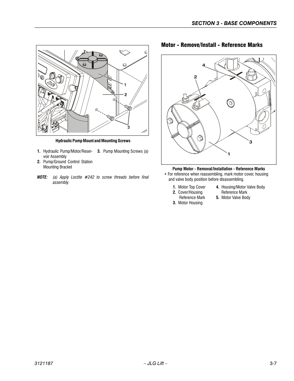 Motor - remove/install - reference marks, Motor - remove/install - reference marks -7 | JLG SSV10 Service Manual User Manual | Page 35 / 136