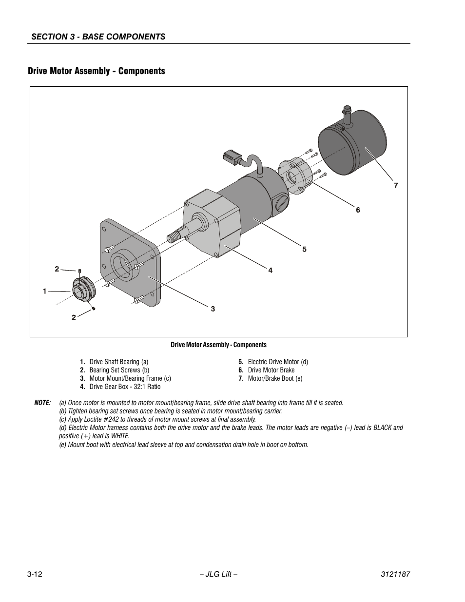 Drive motor assembly - components, Drive motor assembly - components -12 | JLG SSV10 Service Manual User Manual | Page 40 / 136