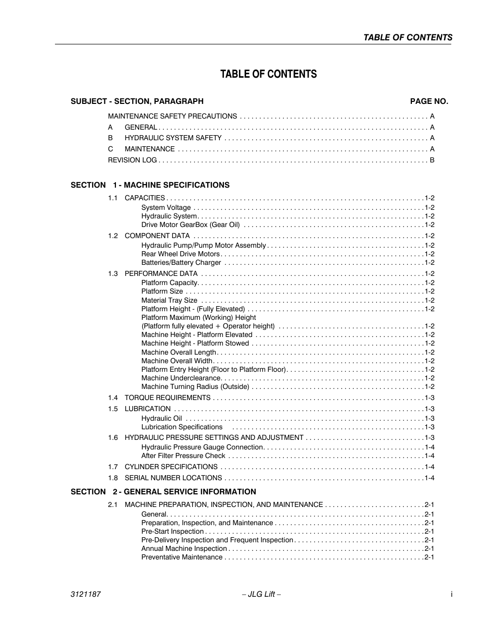 JLG SSV10 Service Manual User Manual | Page 5 / 136