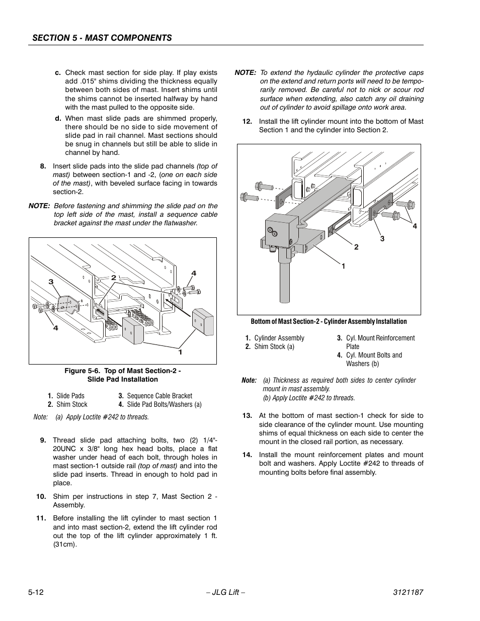 Top of mast section-2 - slide pad installation -12 | JLG SSV10 Service Manual User Manual | Page 84 / 136