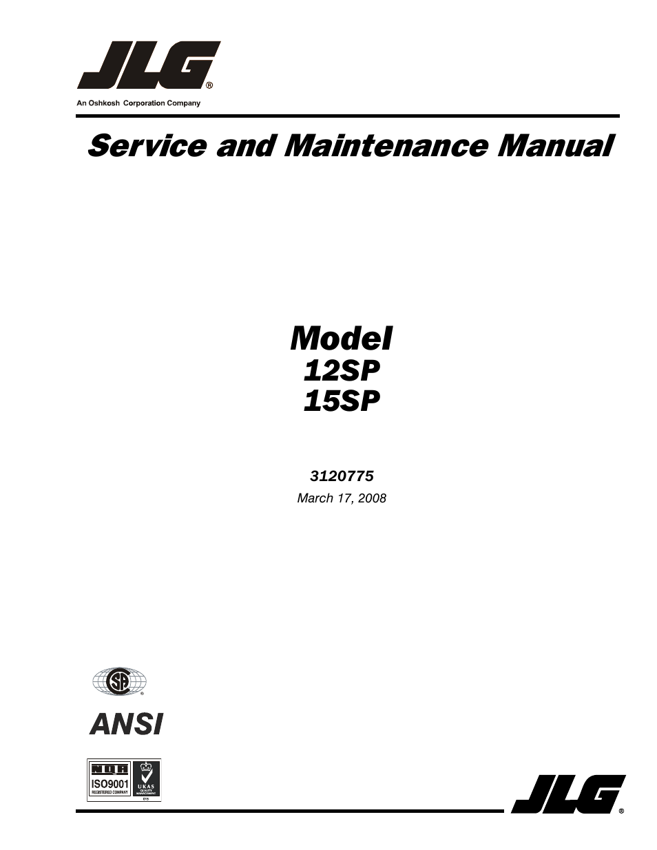 JLG 15SP Service Manual User Manual | 62 pages