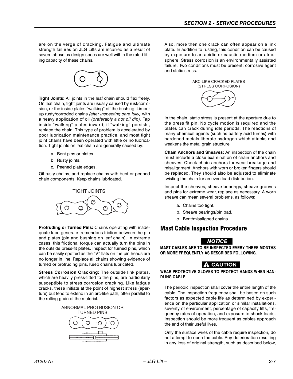 Mast cable inspection procedure, Mast cable inspection procedure -6 | JLG 15SP Service Manual User Manual | Page 21 / 62