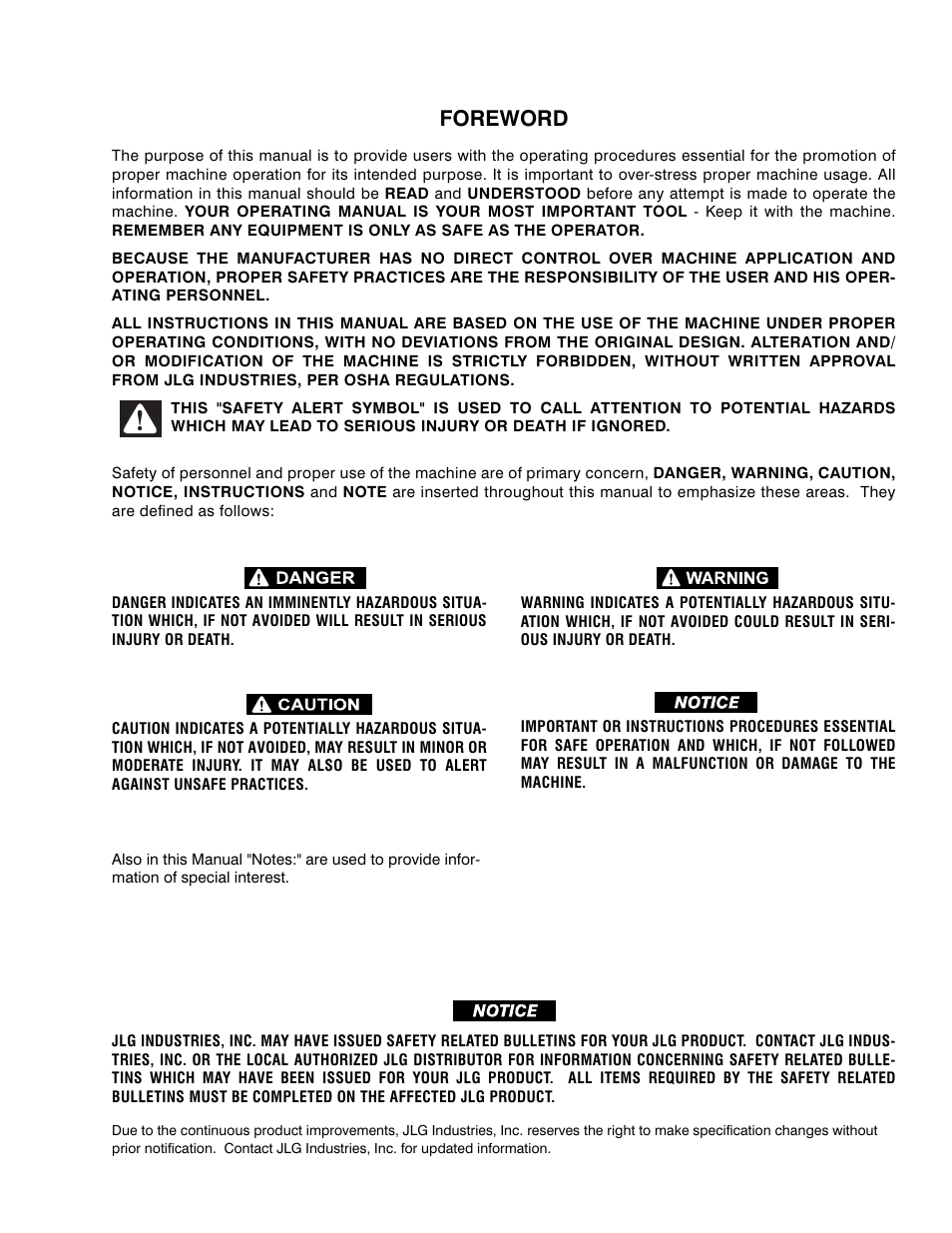 Foreword | JLG 15SP Service Manual User Manual | Page 3 / 62