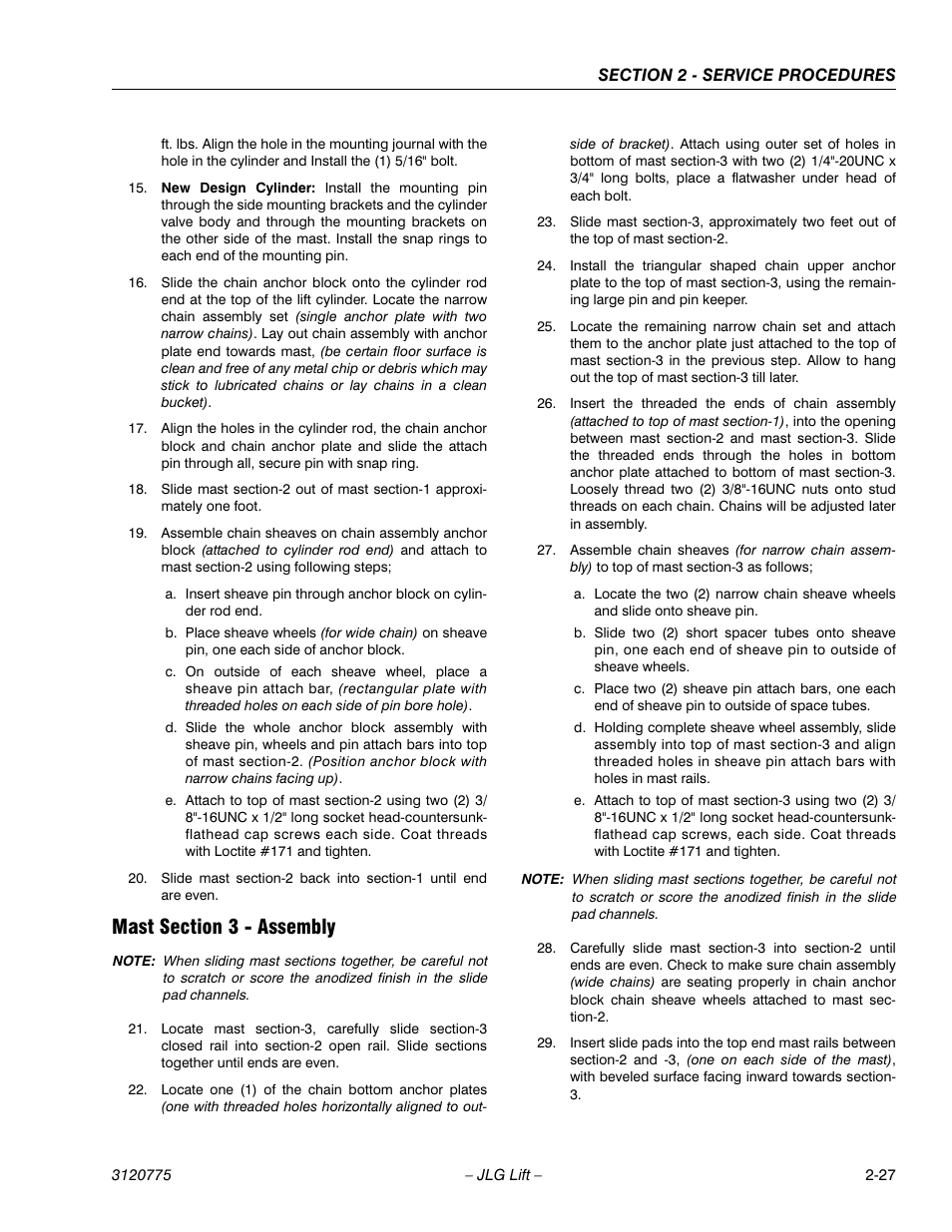 Mast section 3 - assembly, Mast section 3 - assembly -26 | JLG 15SP Service Manual User Manual | Page 41 / 62