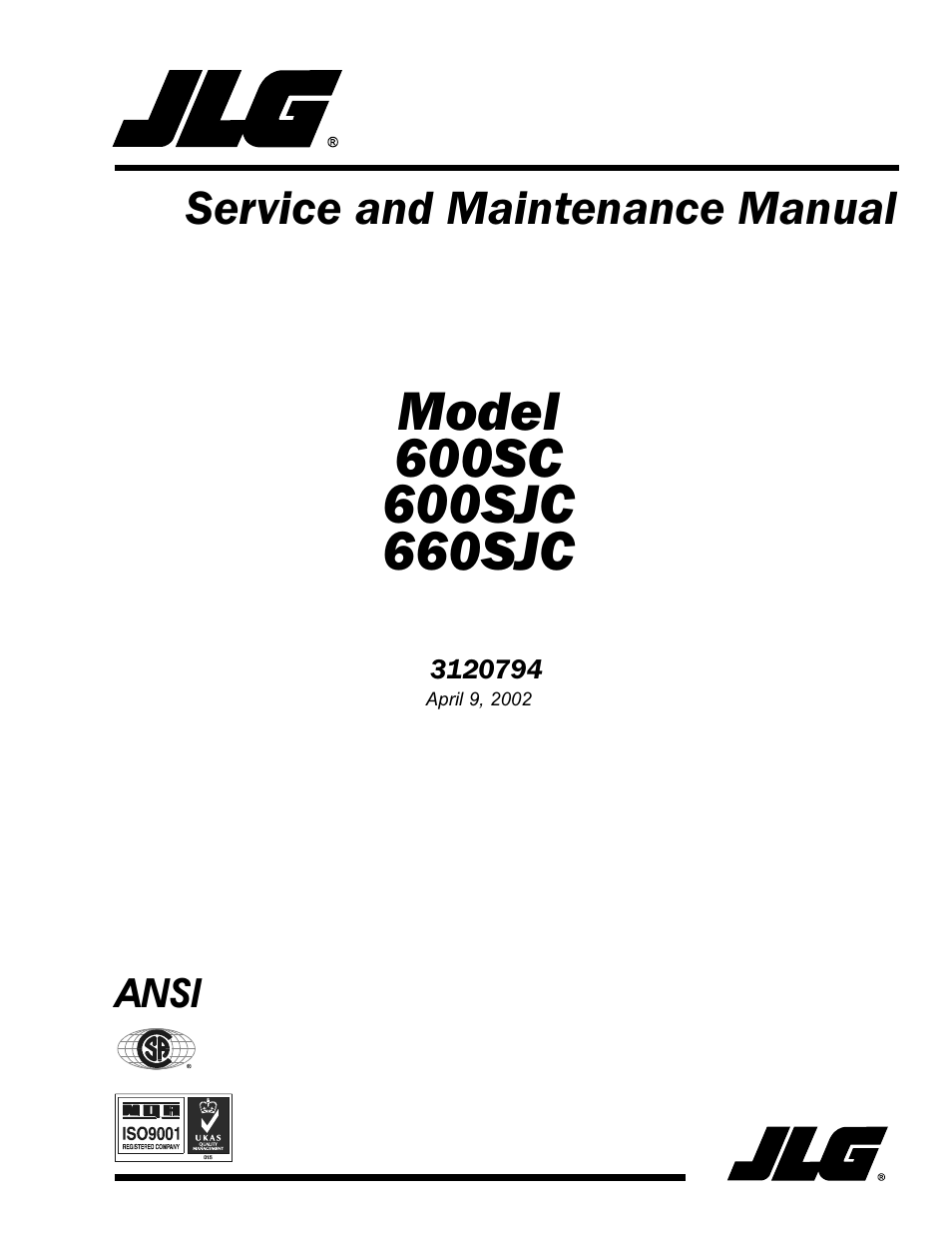 JLG 600SC_660SJC ANSI Service Manual User Manual | 184 pages