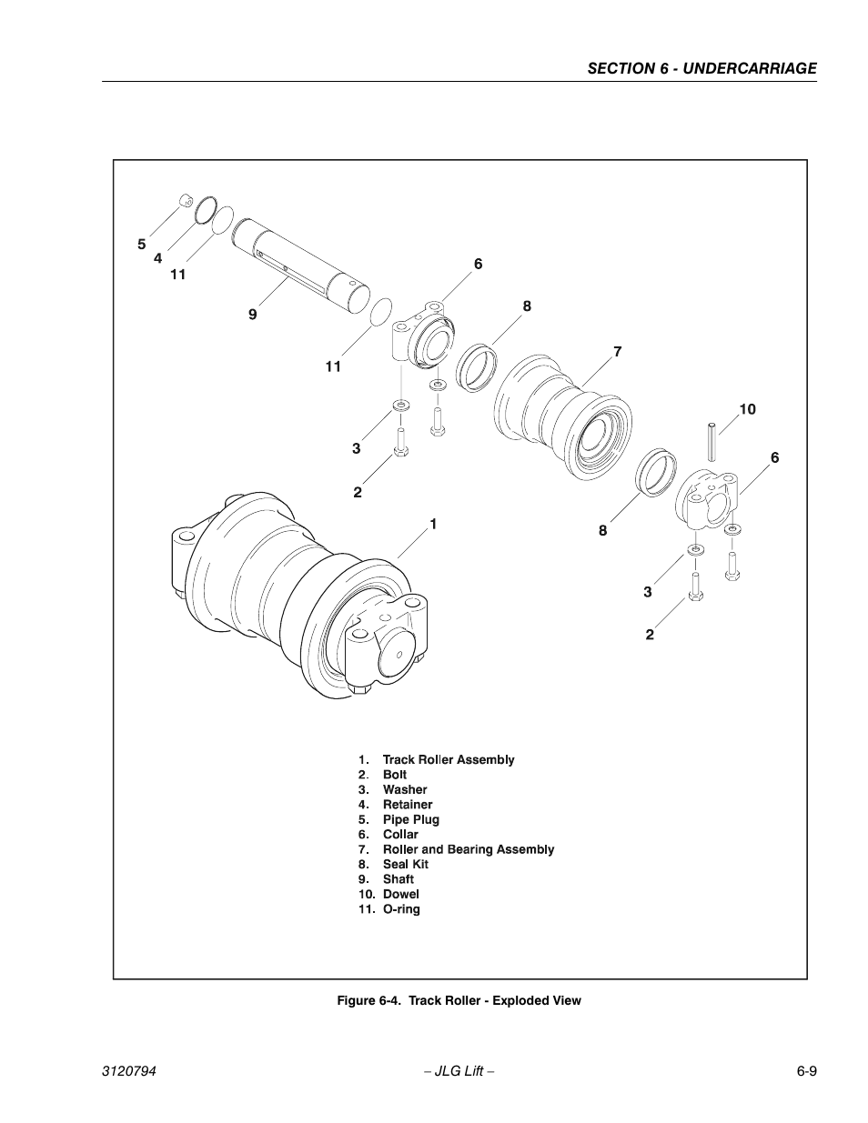 Track roller - exploded view -9 | JLG 600SC_660SJC ANSI Service Manual User Manual | Page 113 / 184