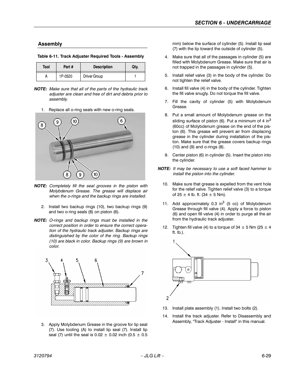 Assembly, Assembly -29, Track adjuster required tools - assembly -29 | JLG 600SC_660SJC ANSI Service Manual User Manual | Page 133 / 184